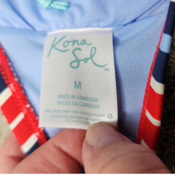 Women's Striped Tie-Front Bralette Bikini Top - Kona Sol Multi M (8-10) - Picture 8 of 11